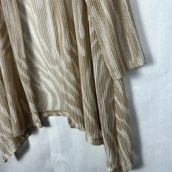 Chico’s Travelers Collection WheatMesh Open Front Cardigan Jacket Sonora Sand L - Picture 6 of 12